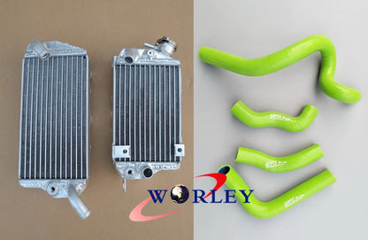 Aluminum Radiator with Green Silicone Hose Kit for Kawasaki KLX650 (1993–1996)