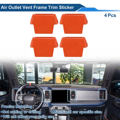Set of 4 Air Condition Outlet Vent Trim Covers for Ford Bronco (2021–2024) Orange