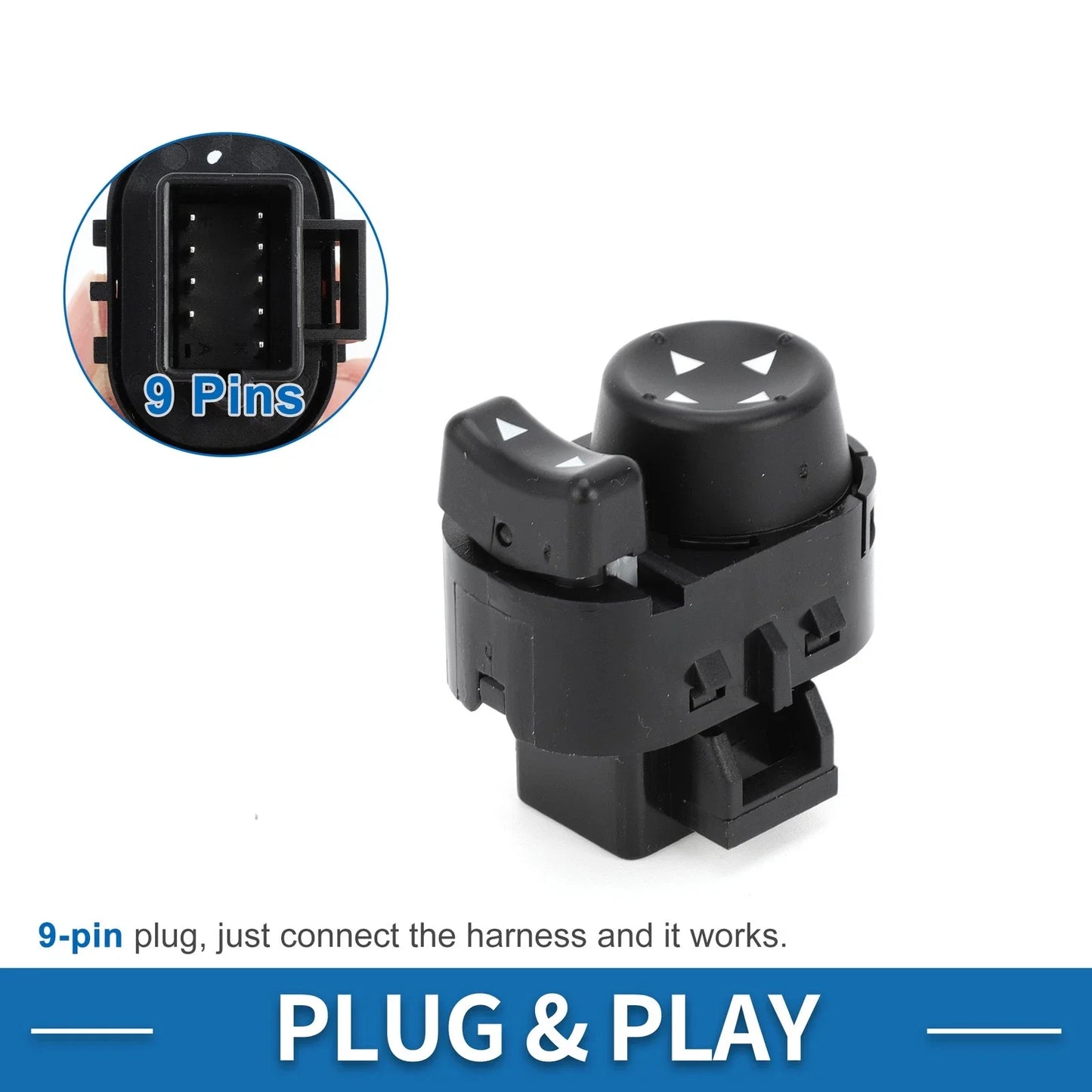 Car Mirror Switch for Chevrolet Malibu 2004-2008 Plastic Black