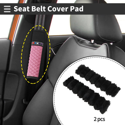 Set of 2 Black Seat Belt Cover Pads 24cm for Universal Fit