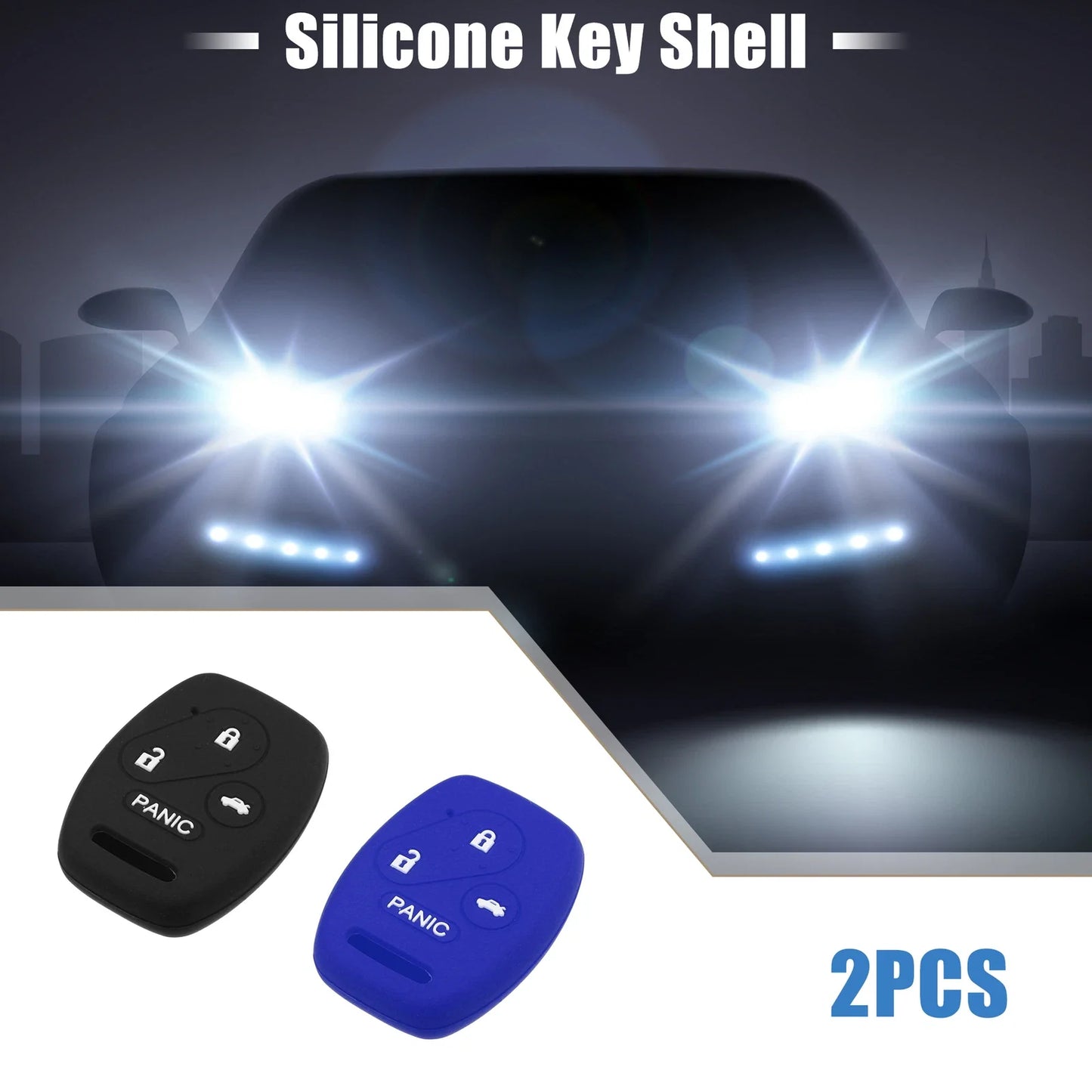 Smart Key Fob Covers for Honda Accord Civic CR-V Pilot Black Blue (2 x)