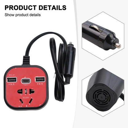 Power Inverter / 12V-24V to 220V with LED Display and USB Ports