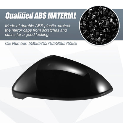 Pair Rearview Mirror Cover Cap Gloss Black for Volkswagen Golf MK7 (2013–2020)