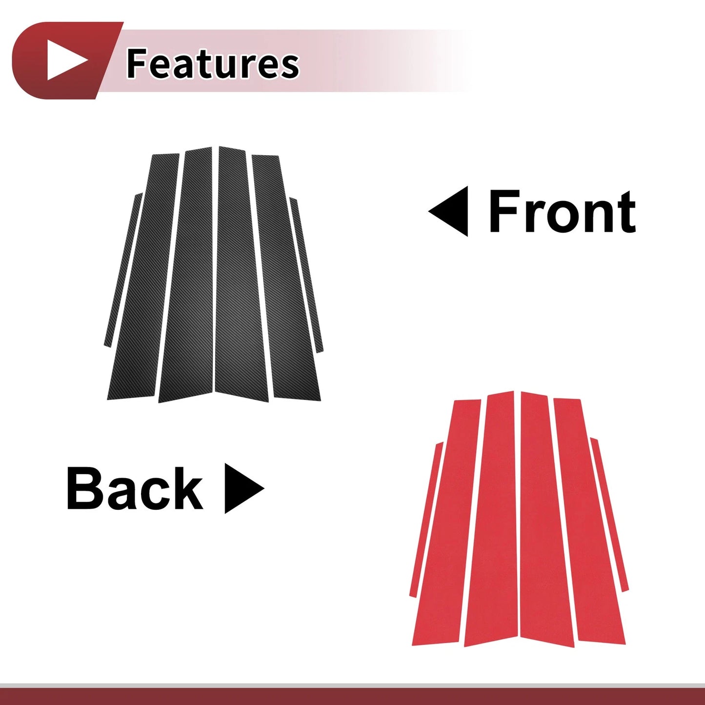 6 Pcs Car Door Pillar Window Trim for Toyota Camry (2012–2016) Carbon Fiber