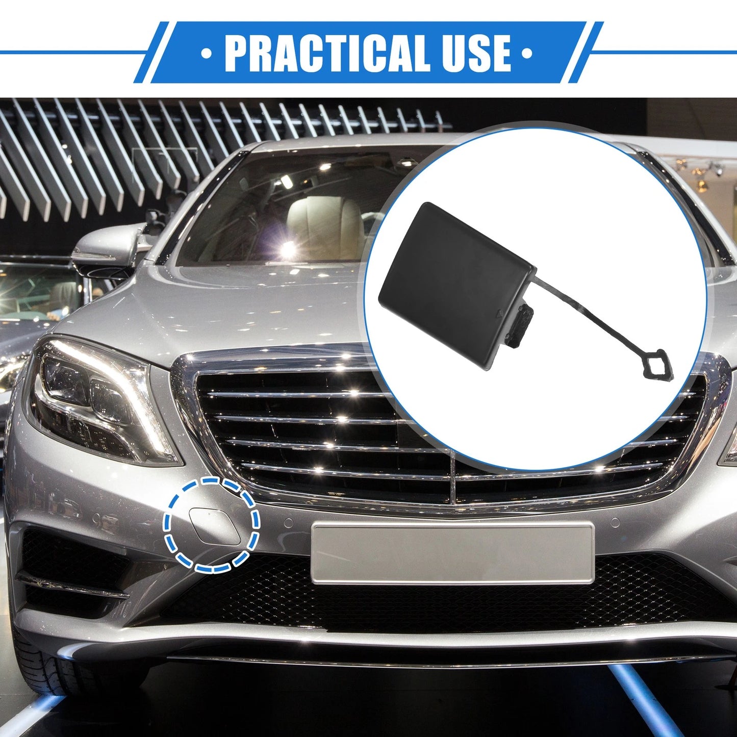 Tow Hook Eye Hole Cover Cap for Mercedes-Benz E 500 (2003–2009) Black