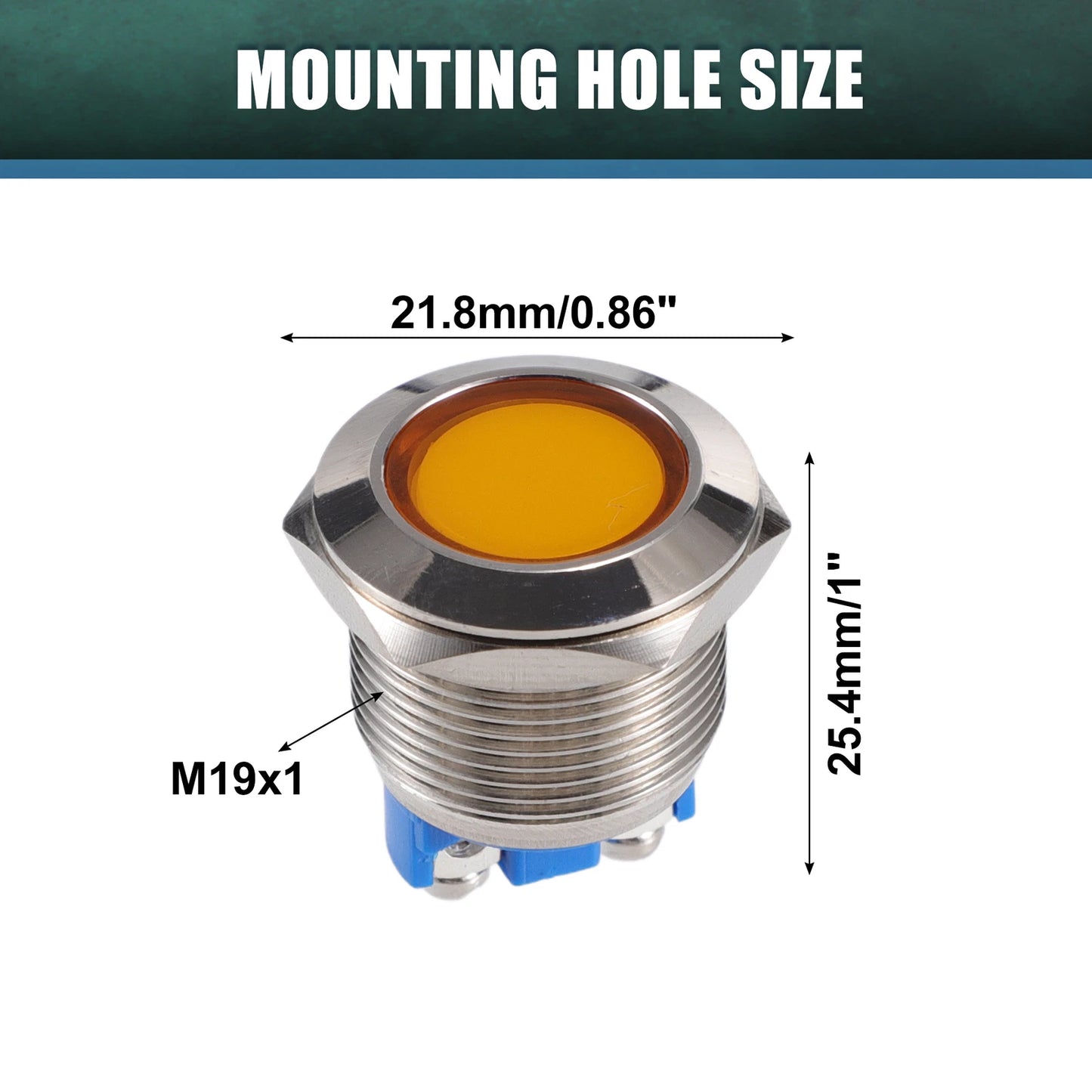 5 Pcs 19mm LED Waterproof Pilot Indicator Light for Universal
