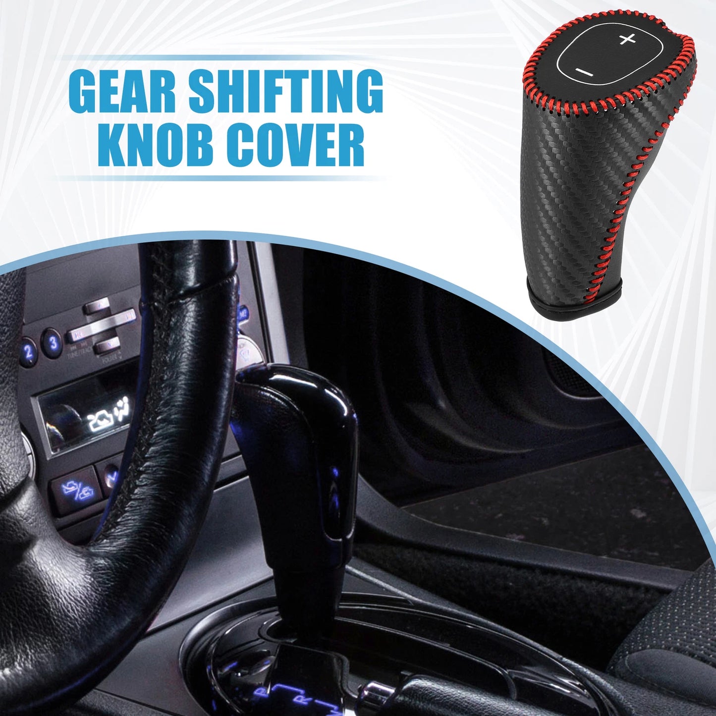 Gear Shifting Knob Cover Trim for Chevy Equinox Malibu (2010–2023) Black Red Stitches