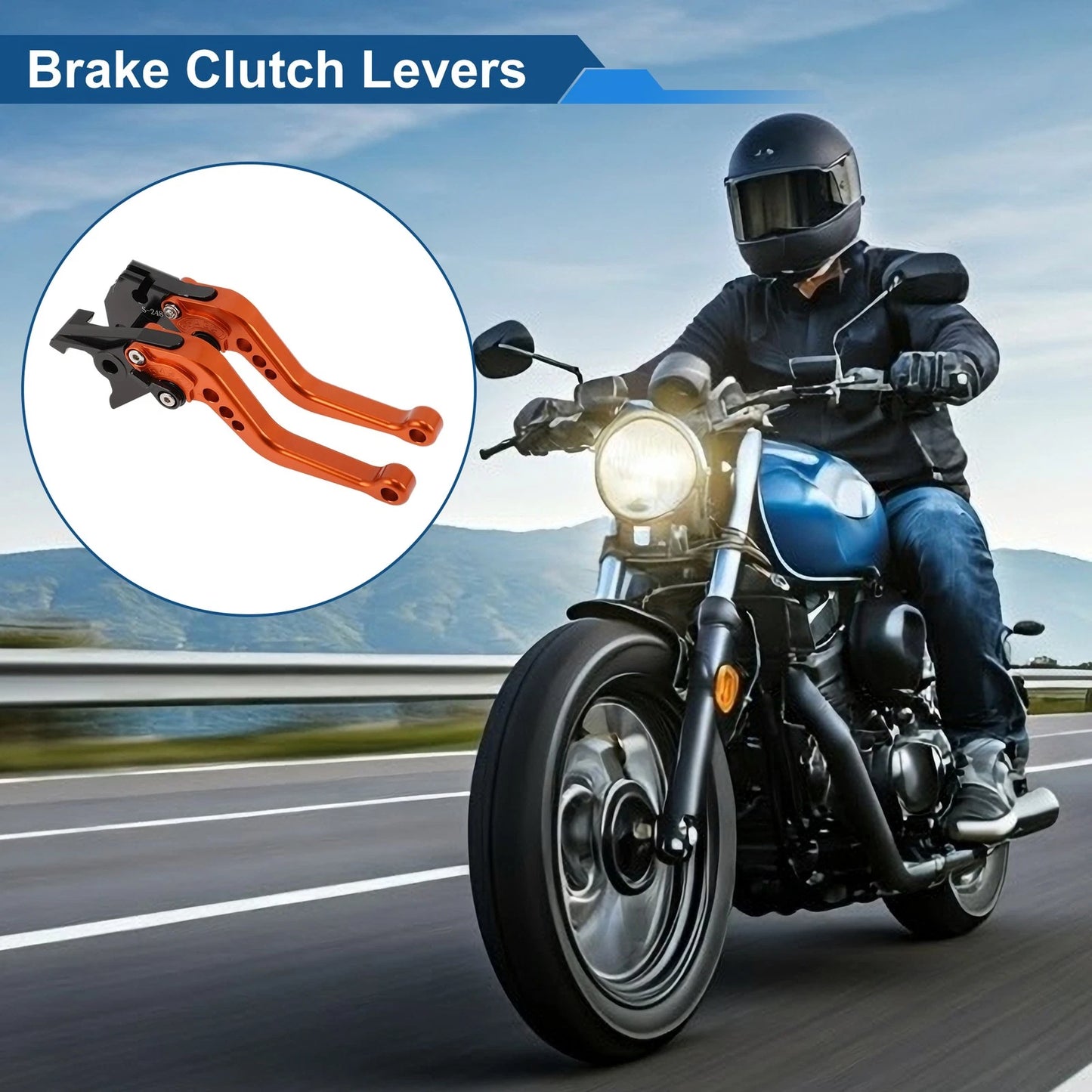 Adjustable Short Brake Clutch Levers for Suzuki GSR750/GSX-S750 (2011–2021) Orange