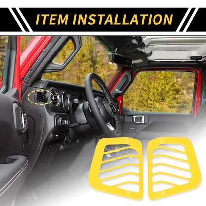 Dashboard Side Air Vent AC Outlet Cover for Jeep Wrangler JL JLU (2018–2024) Yellow