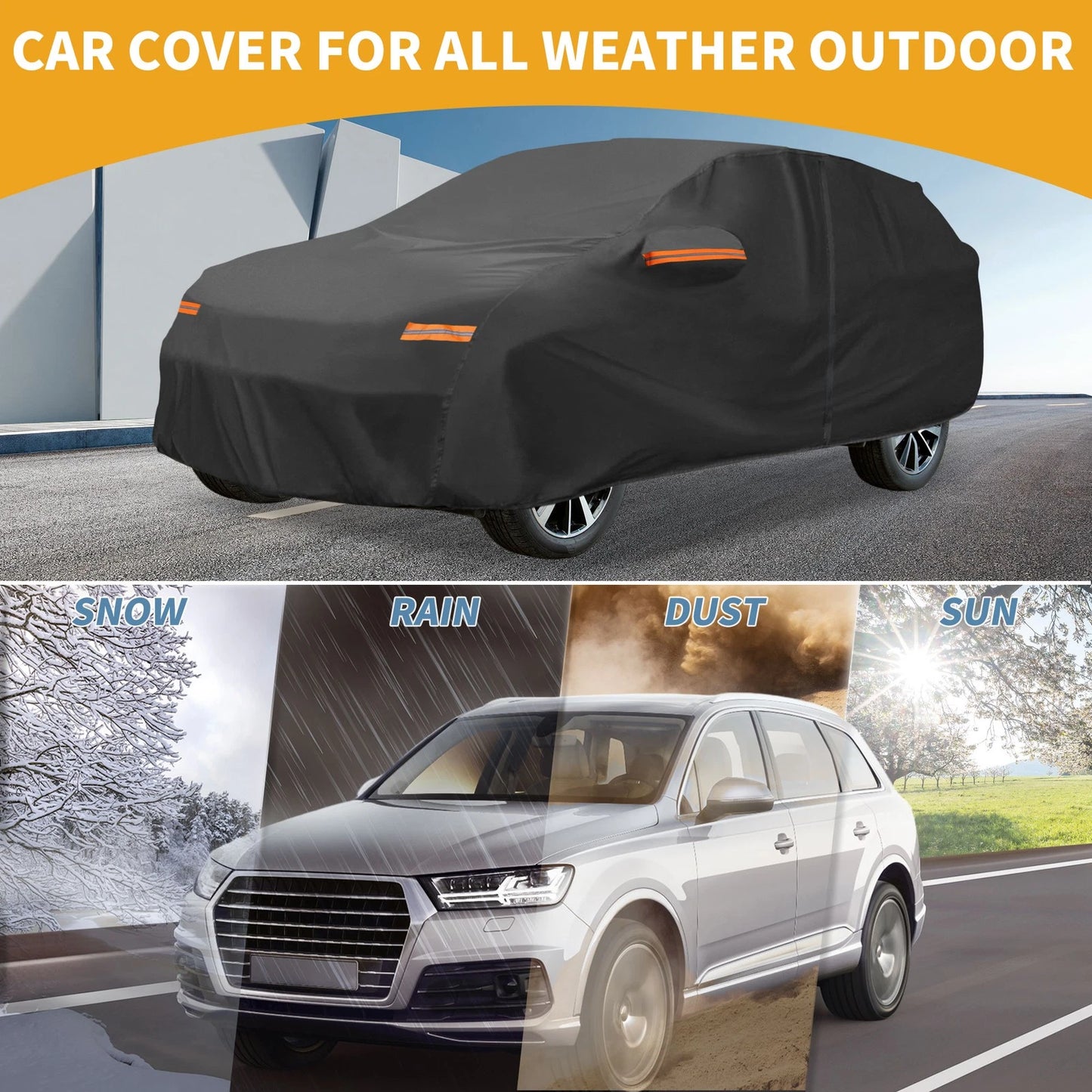 Waterproof All Weather Car Cover for Hyundai Kona (2018–2023) 190T-PU Zipper