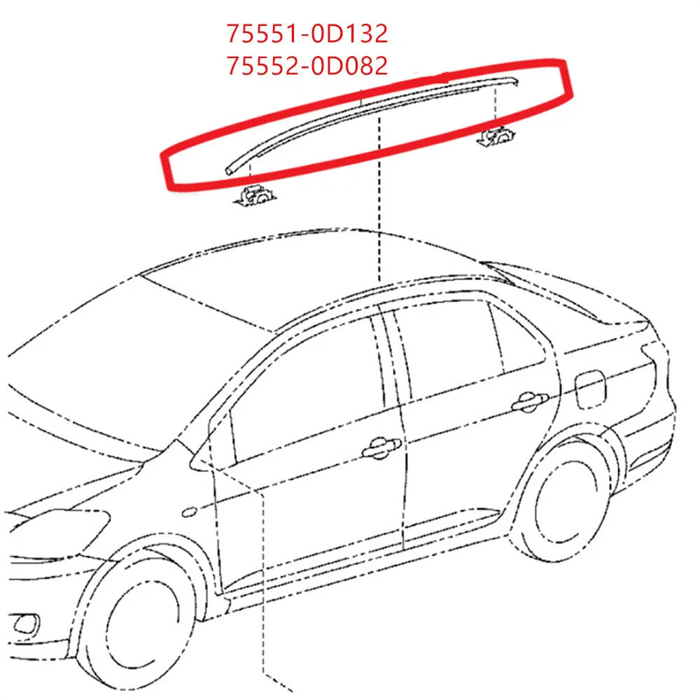 Roof Drip Side Finish Moulding for 14-18 Toyota Yaris (2014-2018)