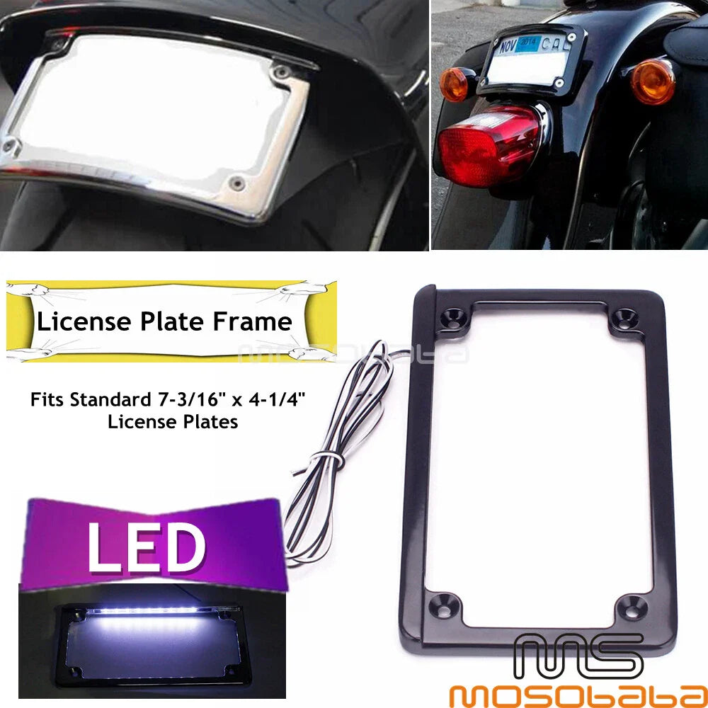LED License Plate Frame Light for Harley Dyna Sportster Touring (2006-2023)