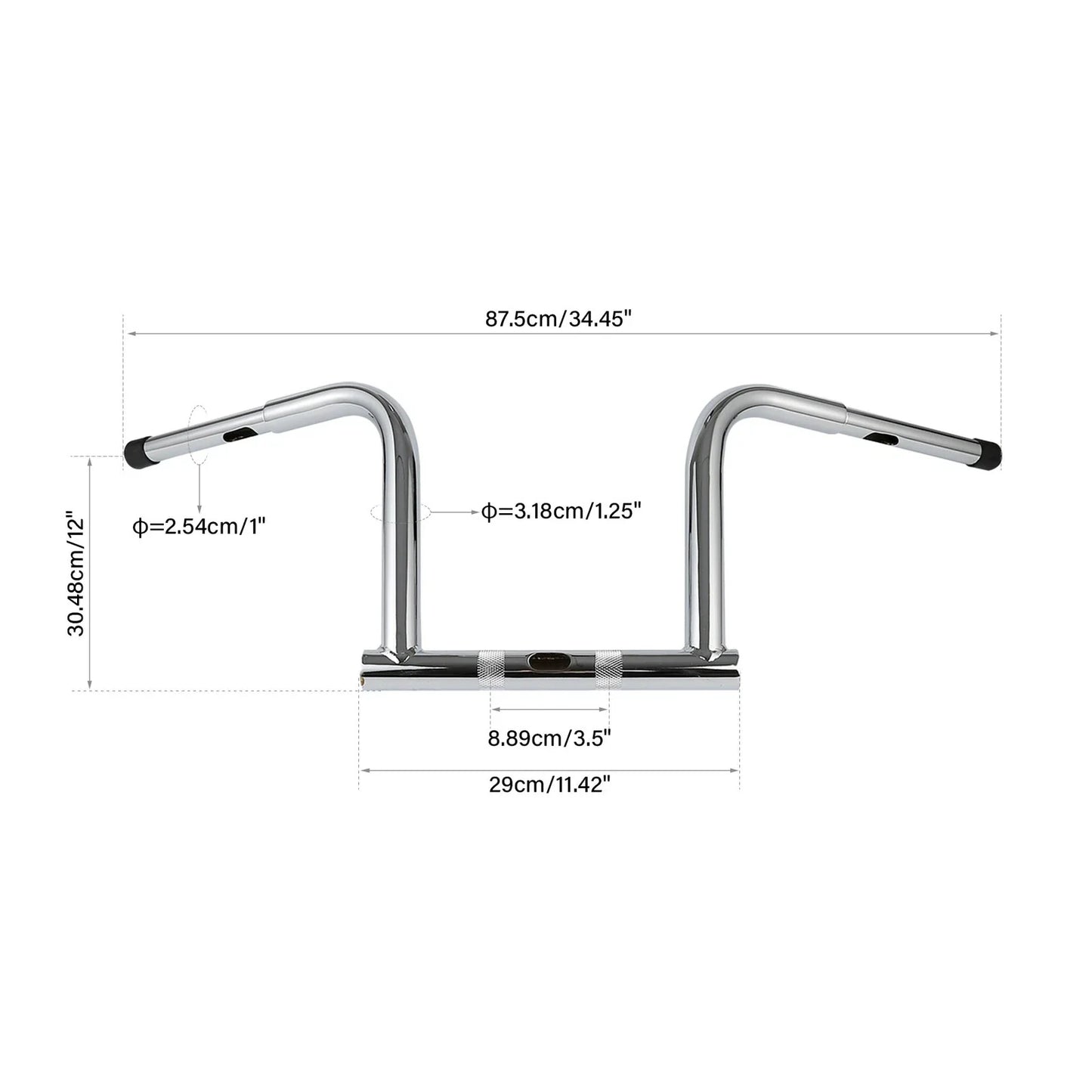 12" Chrome Rise Handlebar for Harley Dyna FXDB, Fat Bob FXDF (2006-2017)