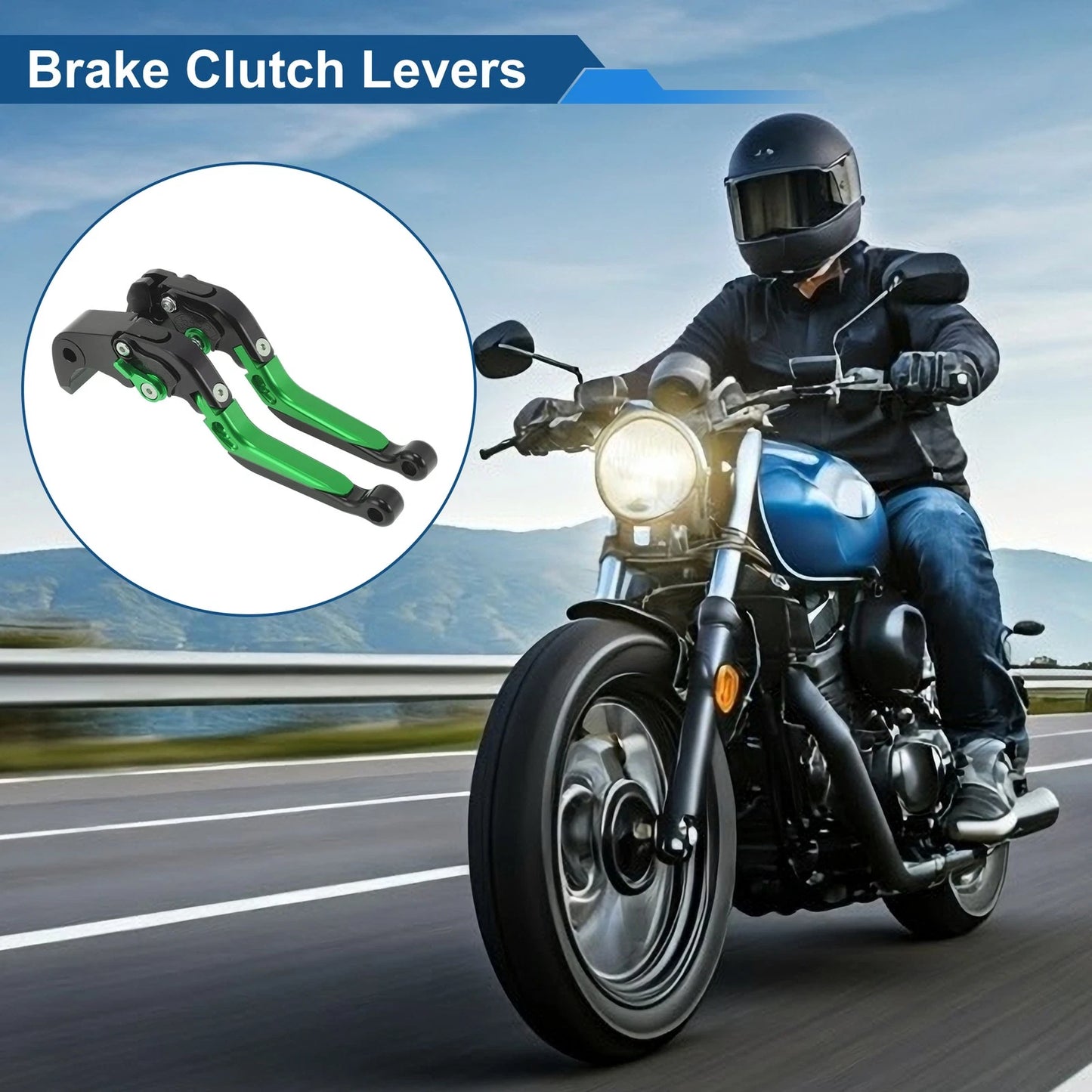 Brake Clutch Levers for Suzuki GSXR1000 (2009–2019) - Black Head Green Handle