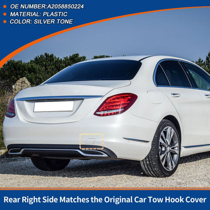 Rear Car Bumper Tow Hook Cover for Mercedes-Benz (A2058850224) Silver Tone