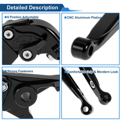 Adjustable Brake Clutch Levers for Kawasaki Versys 650 (2015–2023) Solid Black