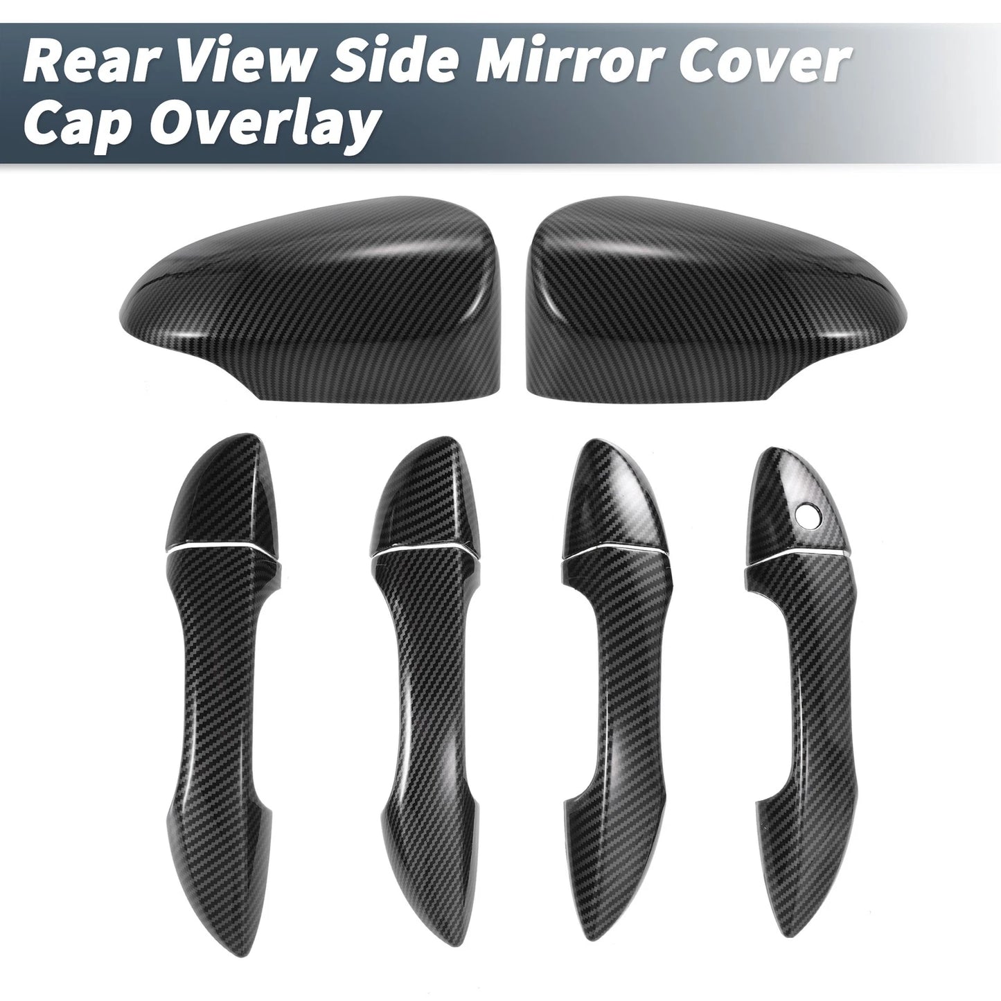 Set of 2 Rearview Mirror Cover Overlay Black Carbon Fiber for Toyota Corolla (2014–2018)