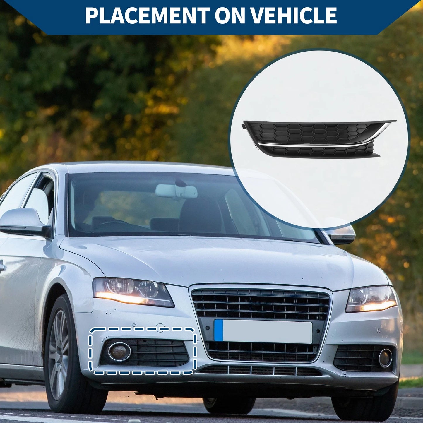 1pc Fog Light Grill for Volkswagen Passat (2012–2015) No. 561853666C
