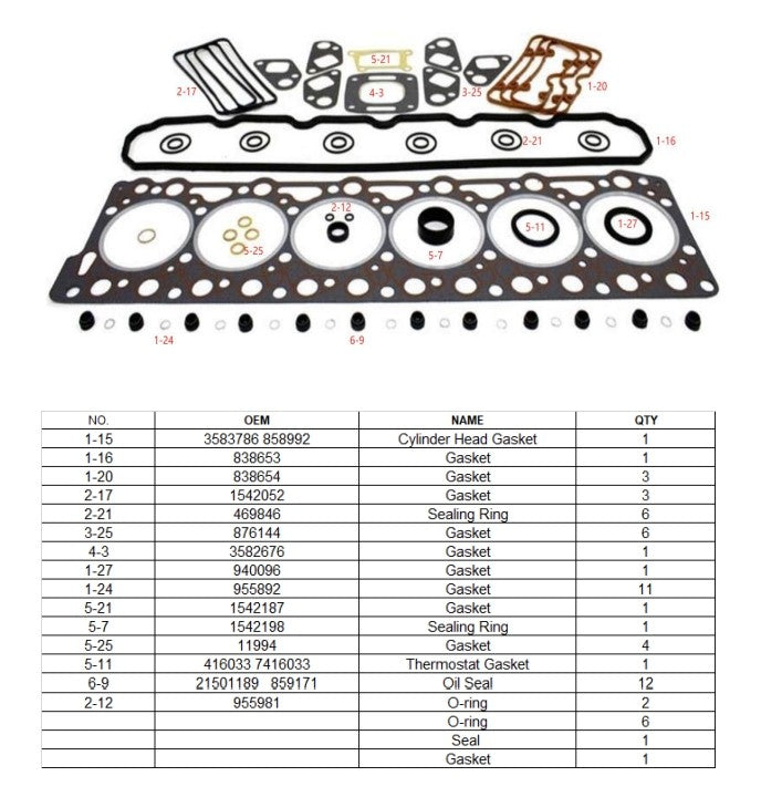 Decarbonizing Gasket Kit for Volvo Penta 41 42 43 Diesel Engine