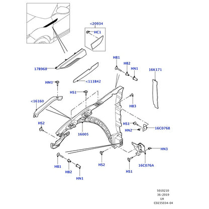 Left Front Door Upper Molding Trim for Land Rover Range Rover Evoque (2012-2019)