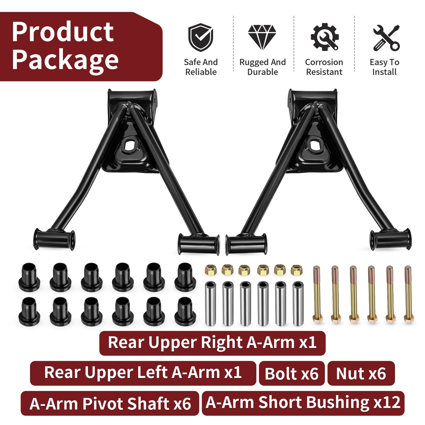 Set of 2 Rear Upper A-Arms with Bushing Kit for Polaris Sportsman 400 (2003–2005)