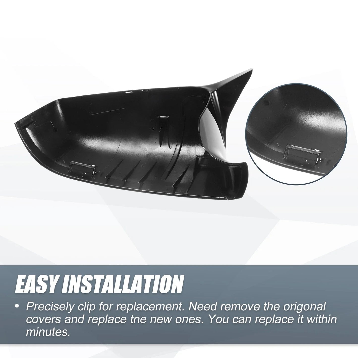 Door Rearview Mirror Cover Cap Gloss Black for BMW 525i 528i 530i 535i 550i