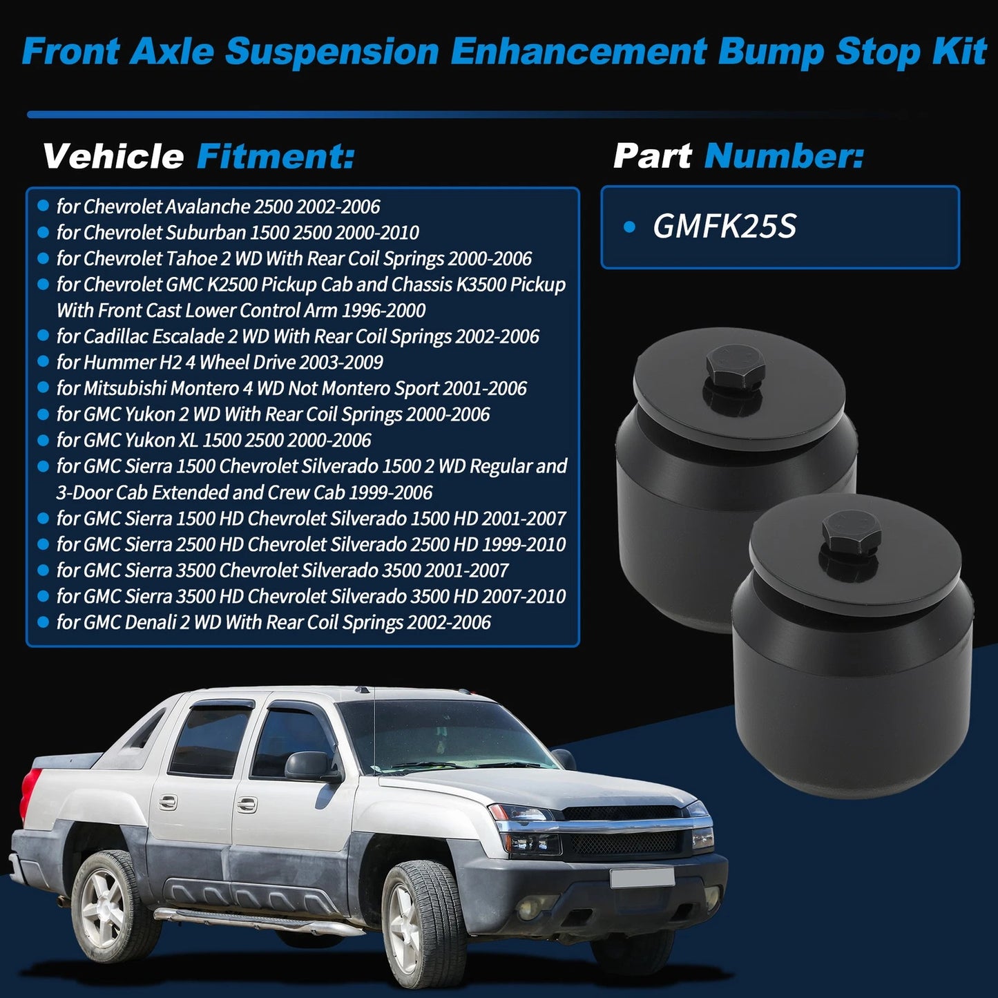 Front Axle Suspension Bump Stop Kit for Chevy Silverado (GMFK25S)