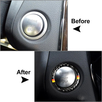 Carbon Fiber Engine Start Stop Button Ring Cover for Mercedes-Benz A B C (2013-2023)