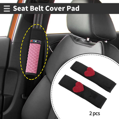Set of 2 Red Seat Belt Cover Pads 25cm for Universal Fit