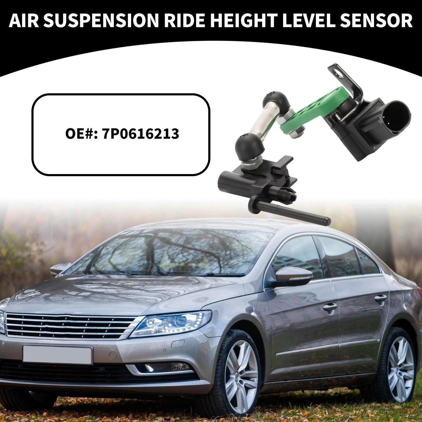 Front Left Air Suspension Ride Height Level Sensor No. 7P0616213 for VW Touareg (2011–2018)