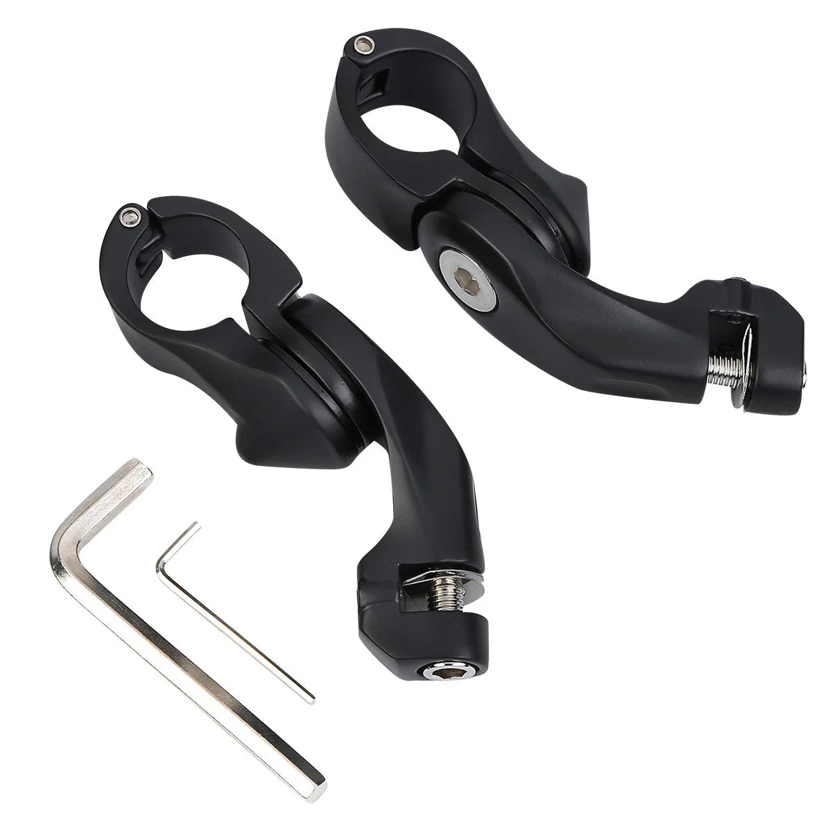 Matte Black 1-1/4" Highway Short Angled Foot Peg Mounts for Harley