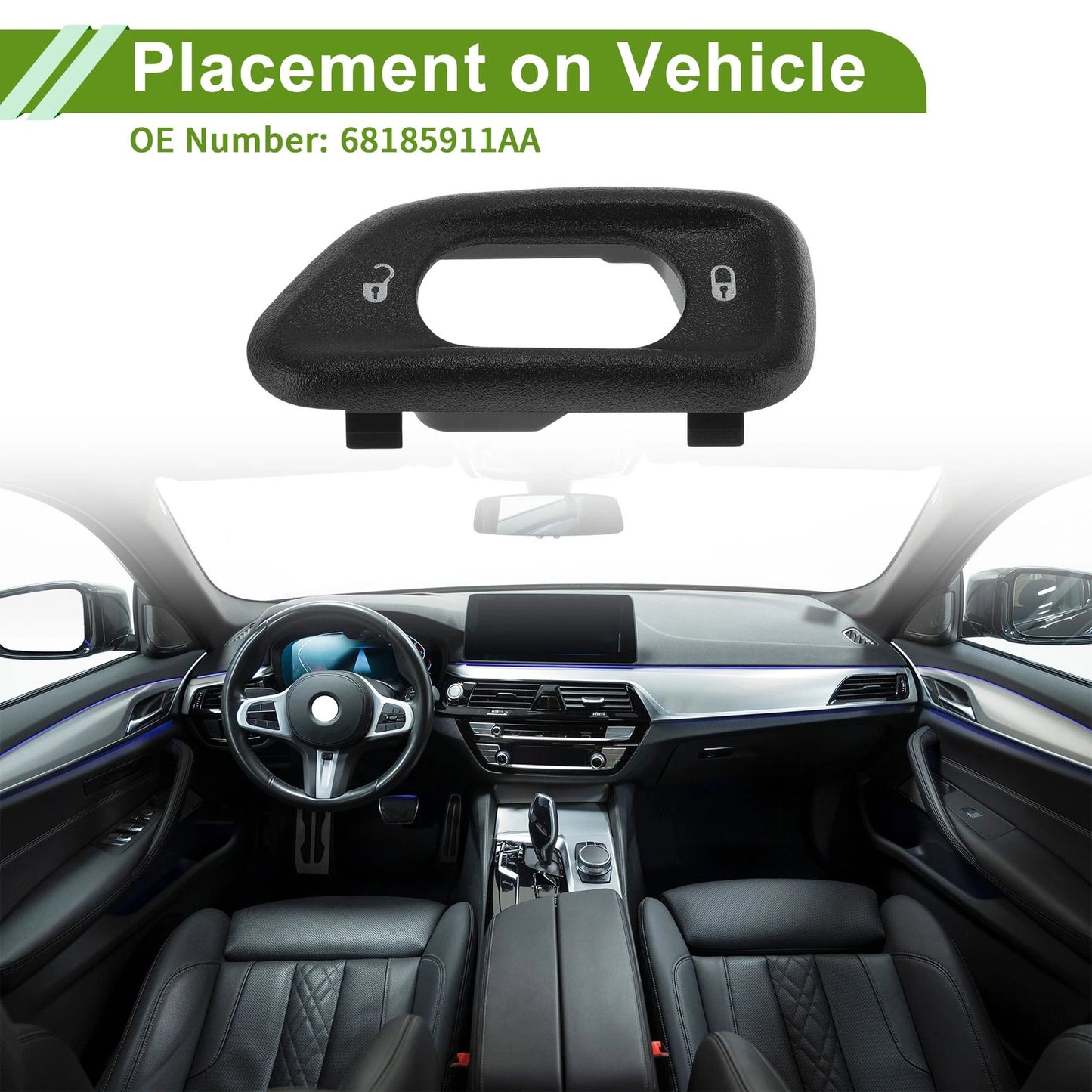 1Pc Front Left Window Switch Bezel Cover for Jeep Wrangler JK (2007–2018) No.68185911AA