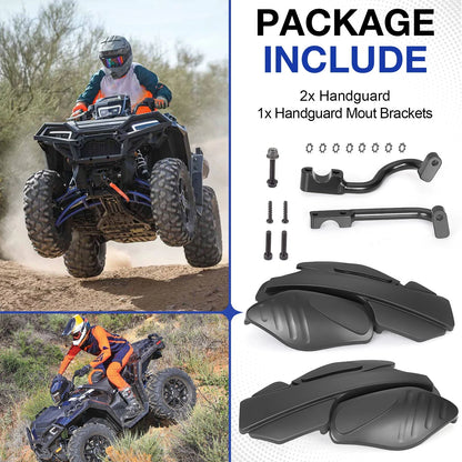 2 x Hand Guards & Bracket Mount Kit for Polaris Sportsman 850 Black (2015–2024)