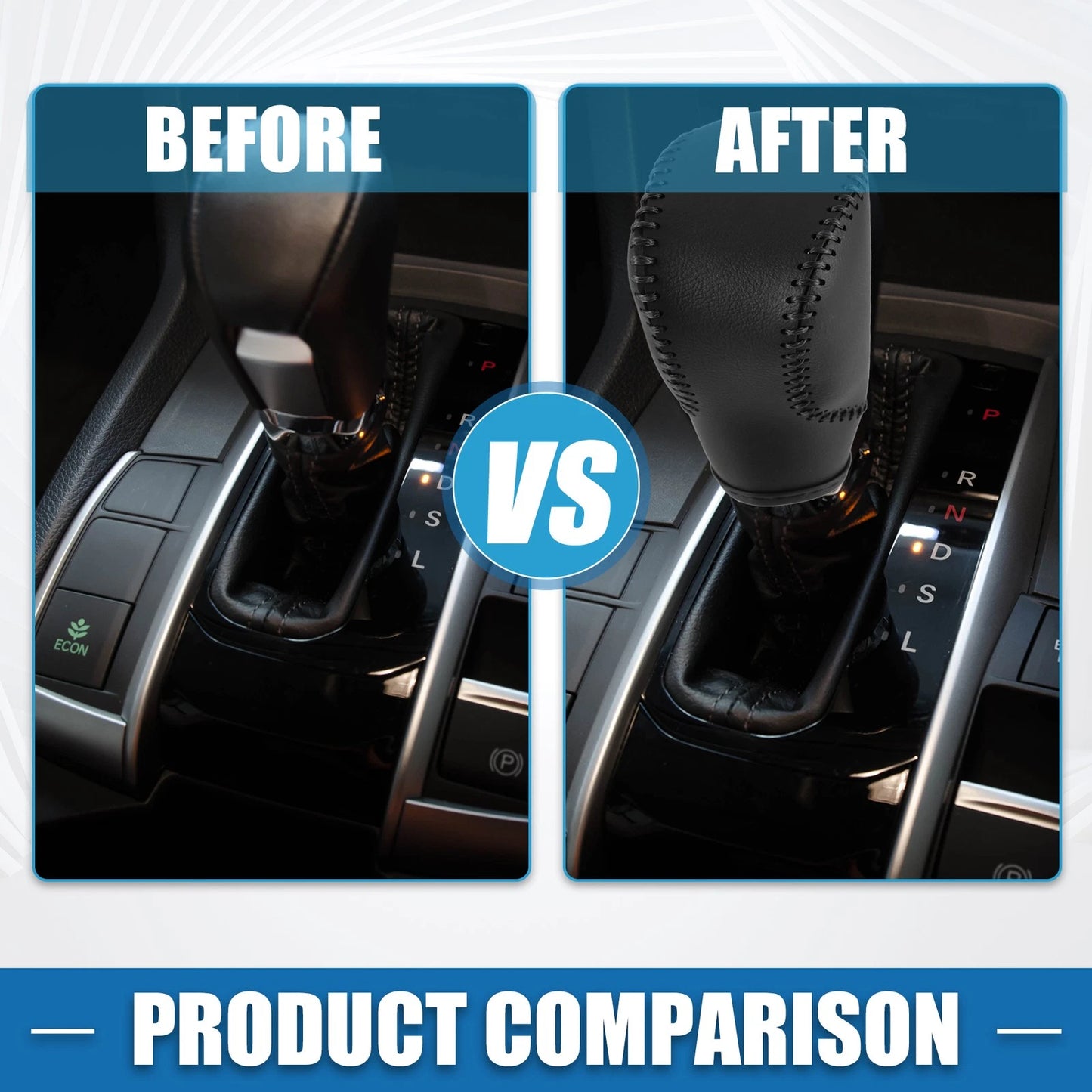 Gear Shift Lever Cover for Honda Civic (2022–2023) Black Faux Leather