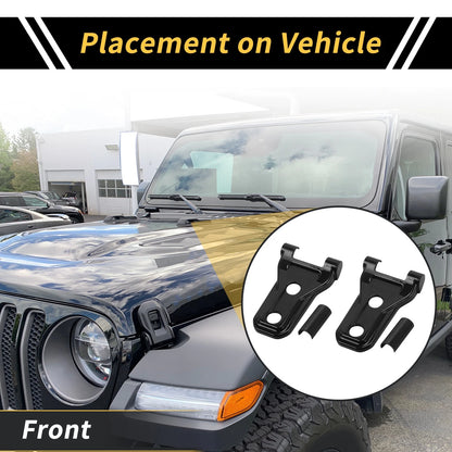 1 Pair Engine Hood Hinge Cover for Jeep Wrangler JL JLU (2018–2024) Plastic Black