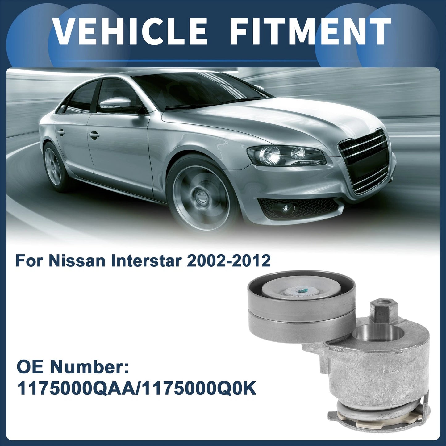 Belt Tensioner for Nissan Interstar (2002–2012) No. 1175000QAA Metal 1 Pc