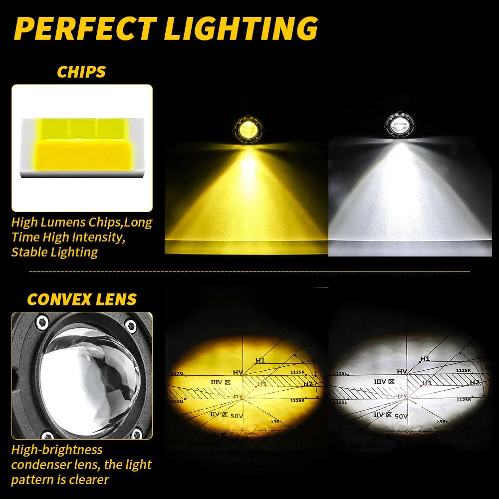 3" 8D Lens LED Work Lights for Car SUV Off Road