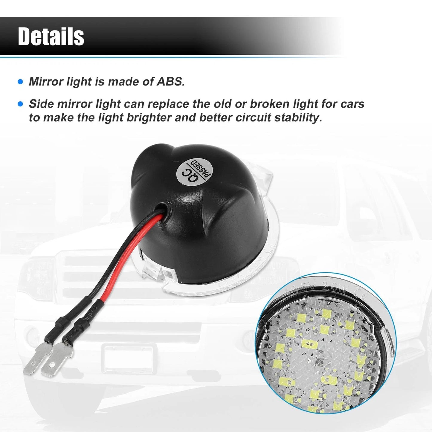 2X Side Mirror Light for Ford F150 Explorer (2000–2003) 3F1Z13B375AA White