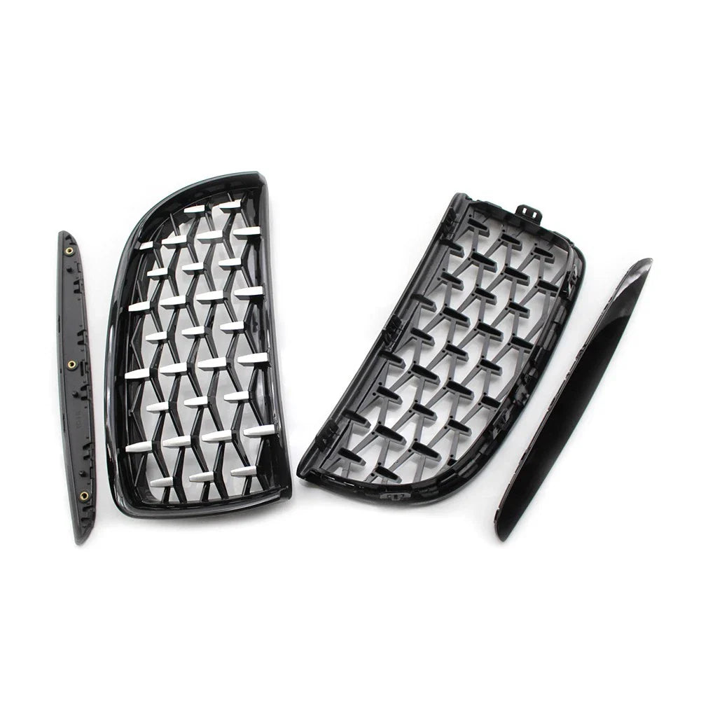 Front Frame & Chrome Grille for BMW E90 2005-2008 Black Pair