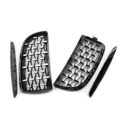 Front Frame & Chrome Grille for BMW E90 2005-2008 Black Pair