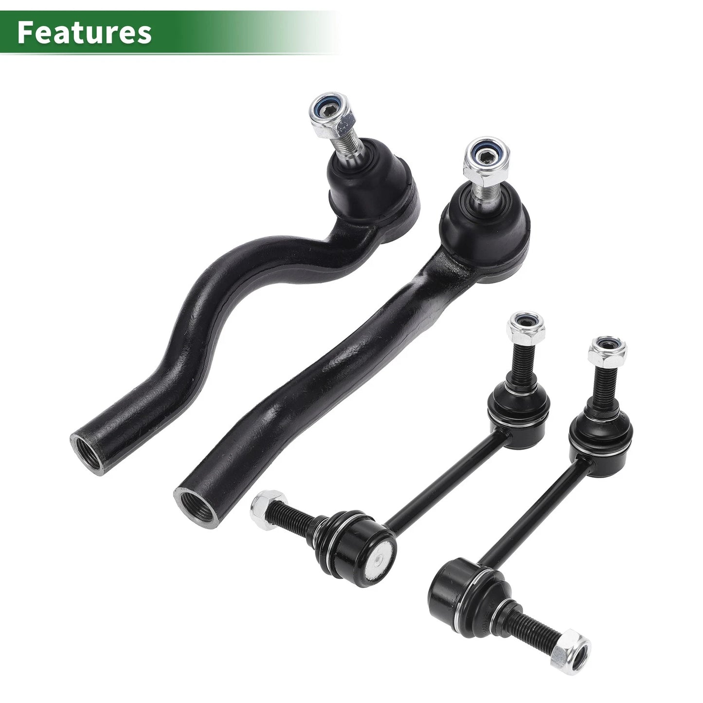 Set of 4 Front Suspension Kit Outer Tie Rod End Sway Bar Link for Dodge Durango