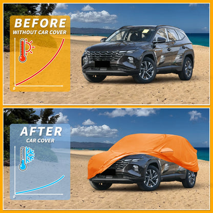 All Weather Car Cover for Hyundai Tucson (Orange, Left Zipper)