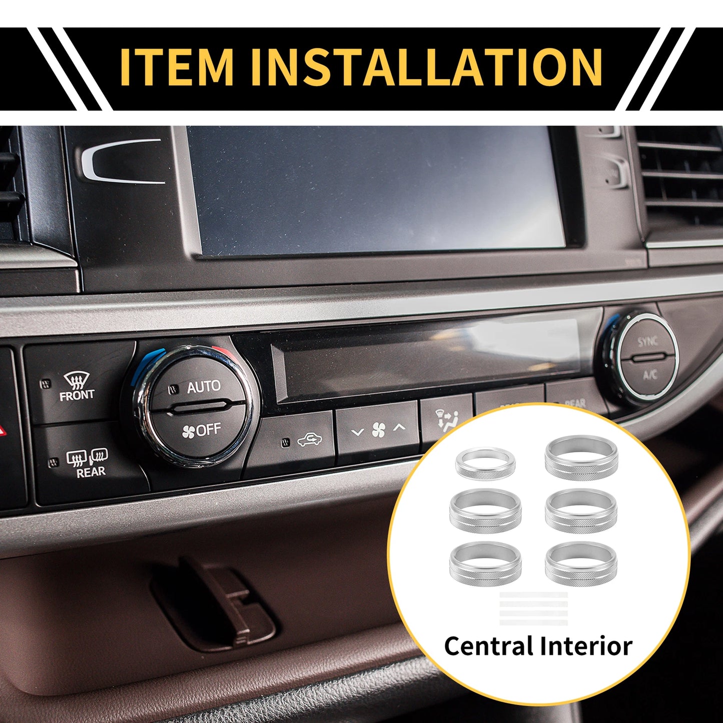 Air Conditioner Switch Knob Cover Ring for Ford F-150 (2015–2023) Silver Tone