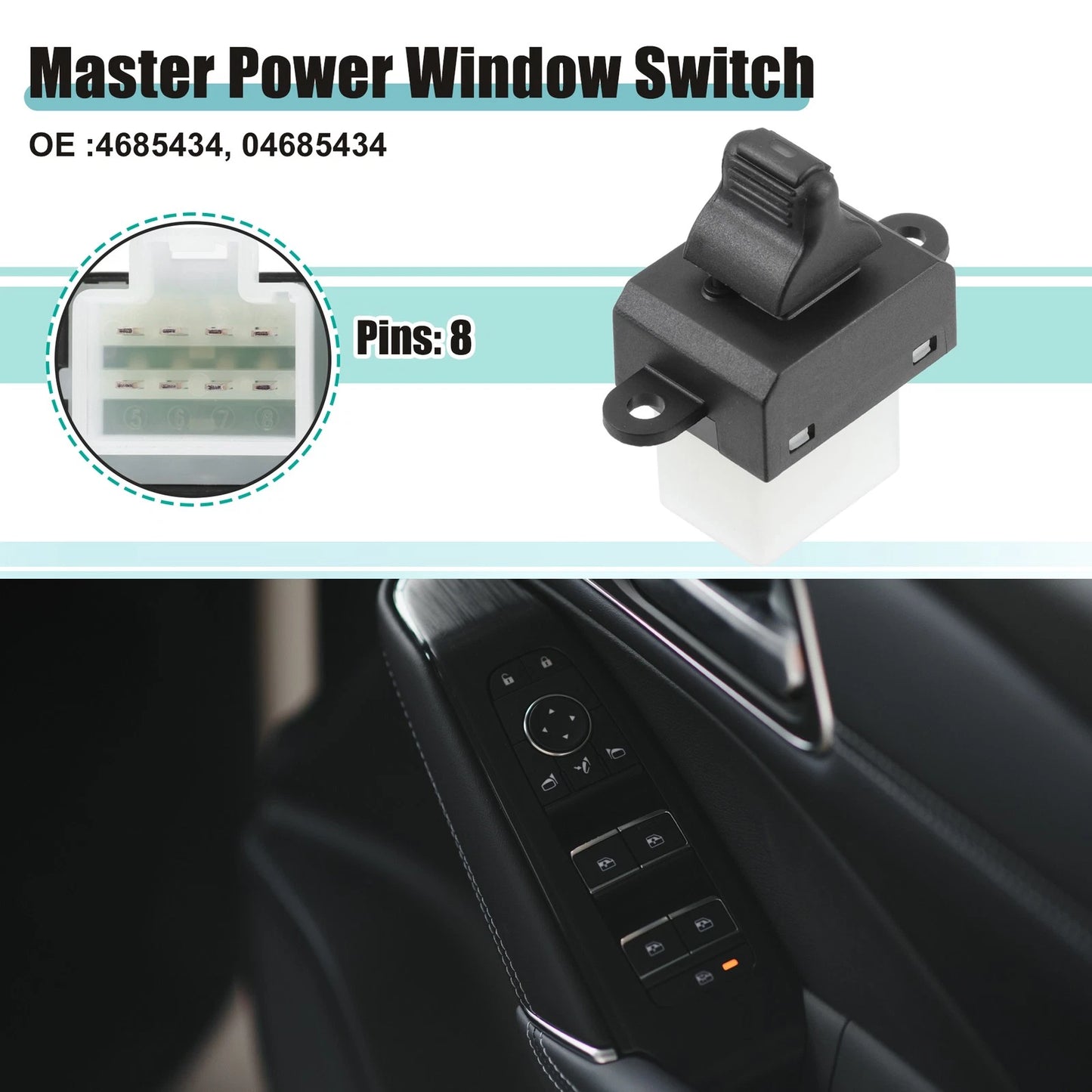 Rear Right Side Master Power Window Switch for Dodge Viper (2001) No. 4685434