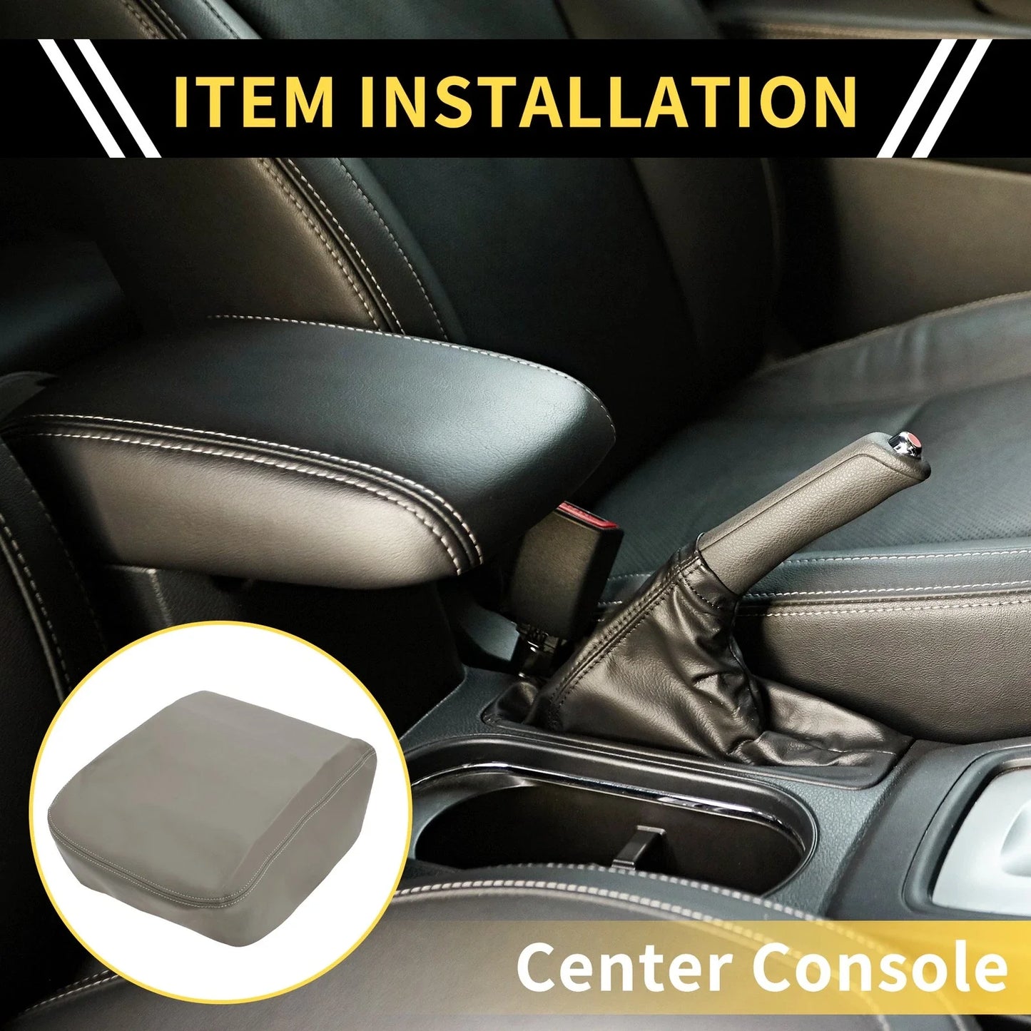 Center Console Cover for Dodge Ram 1500 2002-2008 Microfiber Leather Grey