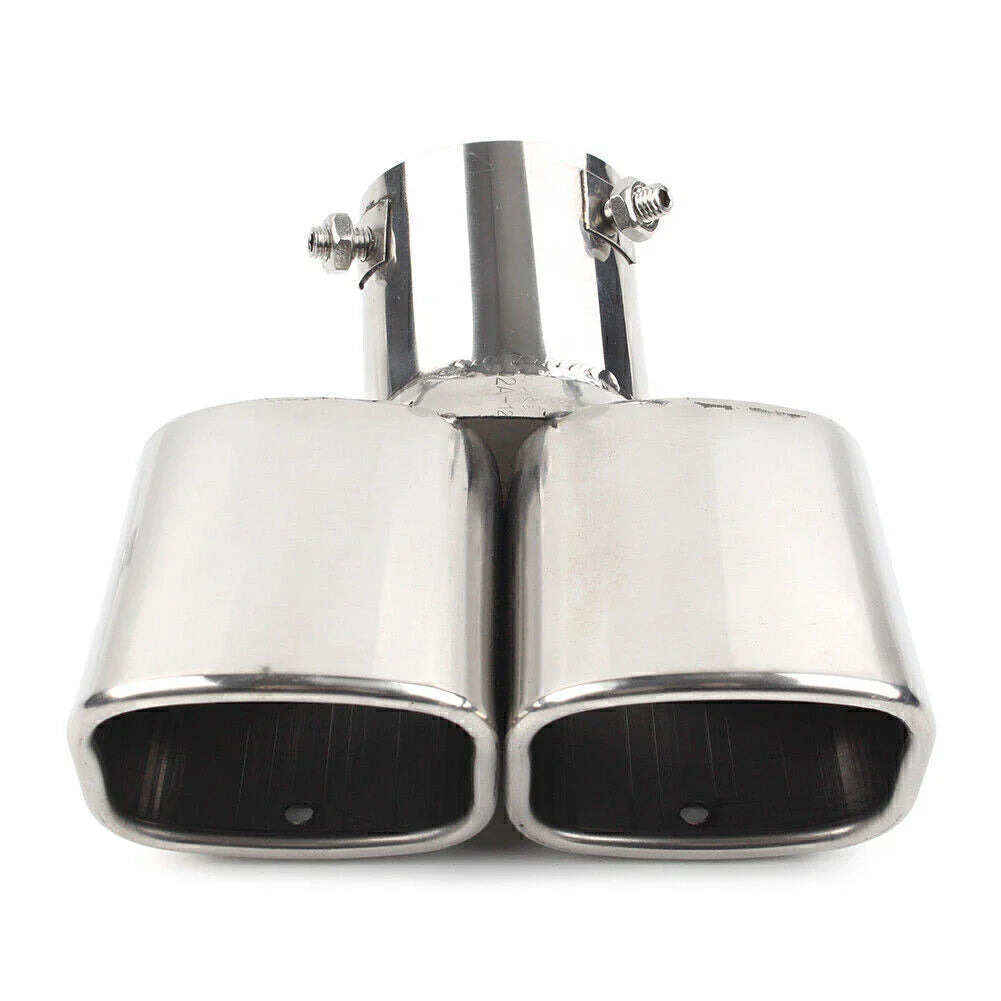 Dual Exhaust Pipe Tail Muffler Tip for Car - Chrome Throat Tailpipe