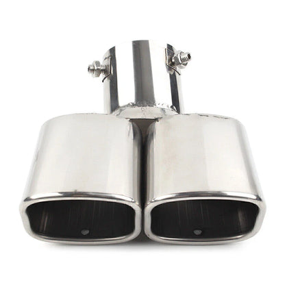 Dual Exhaust Pipe Tail Muffler Tip for Car - Chrome Throat Tailpipe