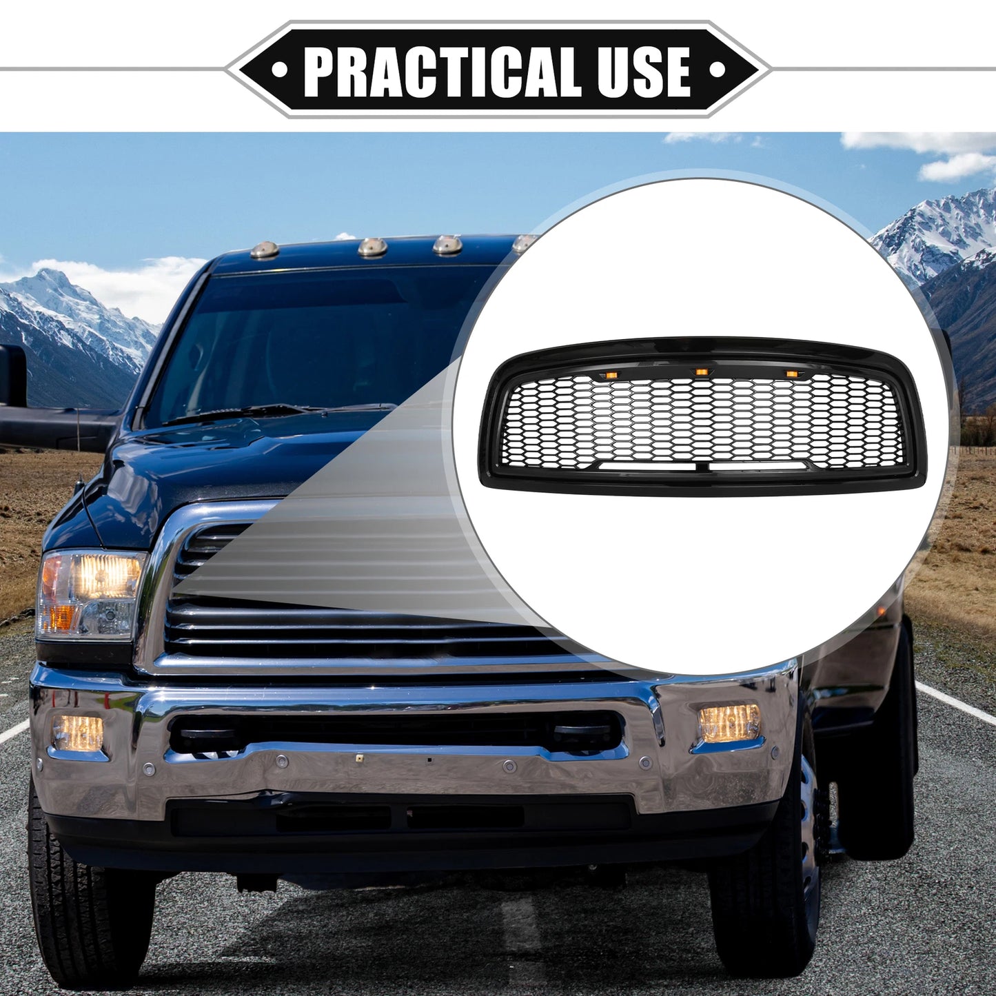 Front Grille Assembly with LED Lights for Dodge Ram 1500 (2009–2010)