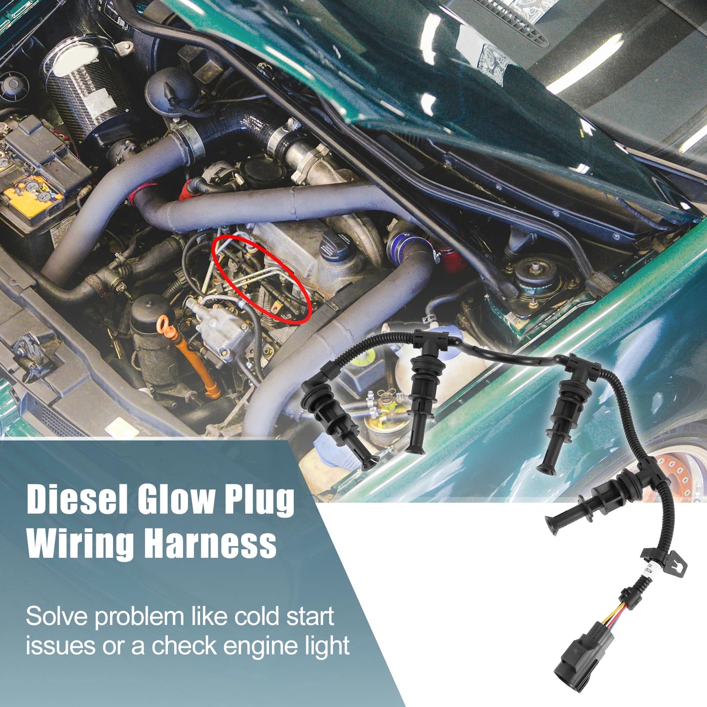 Glow Plug Wiring Harness Right Passenger Side 8C3Z12A690BA for Ford F-250 (2008–2010)