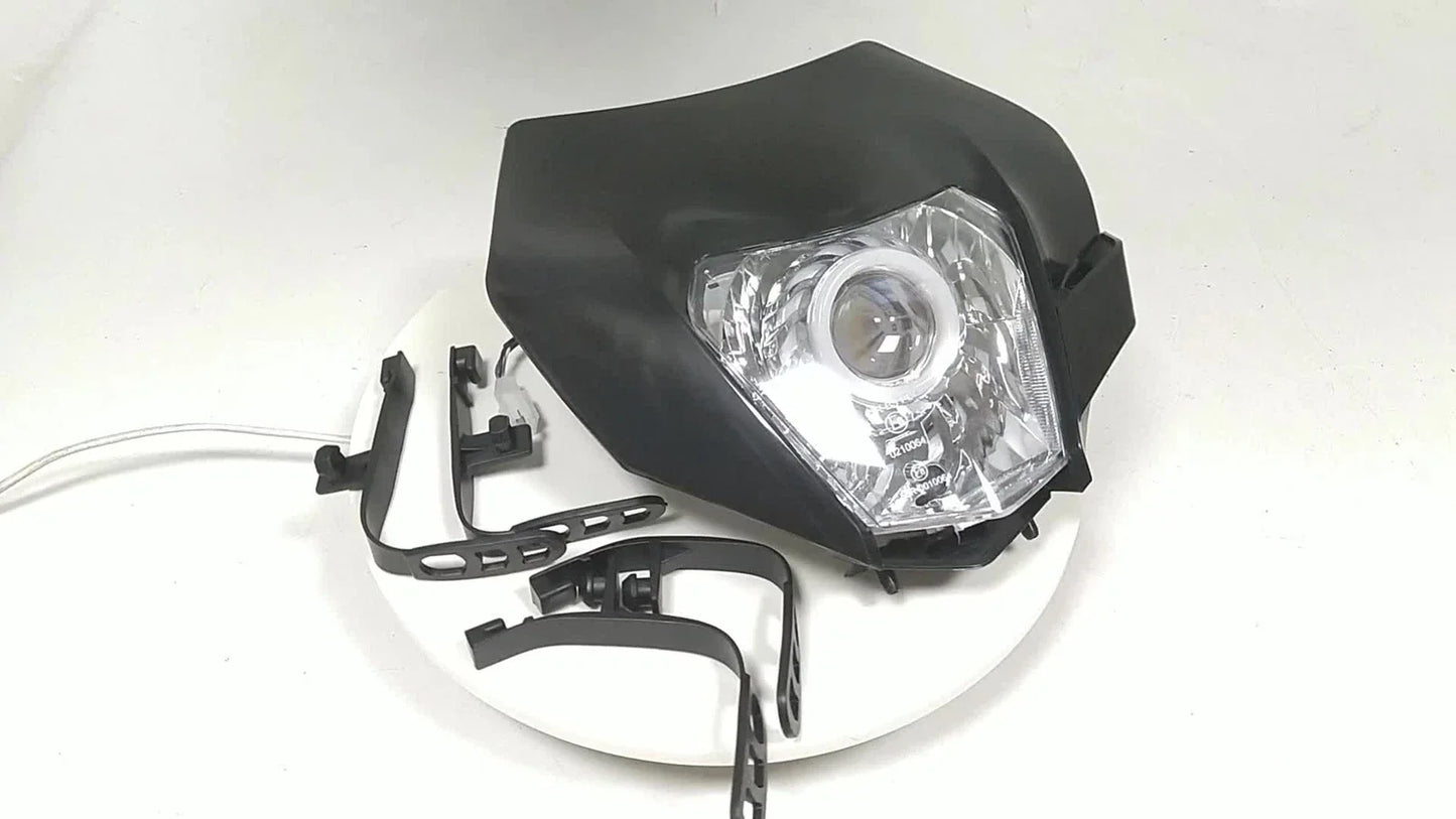 Black LED Headlight DRL Assembly for Yamaha YZ, WR, Kawasaki KDX, Suzuki DR, Honda